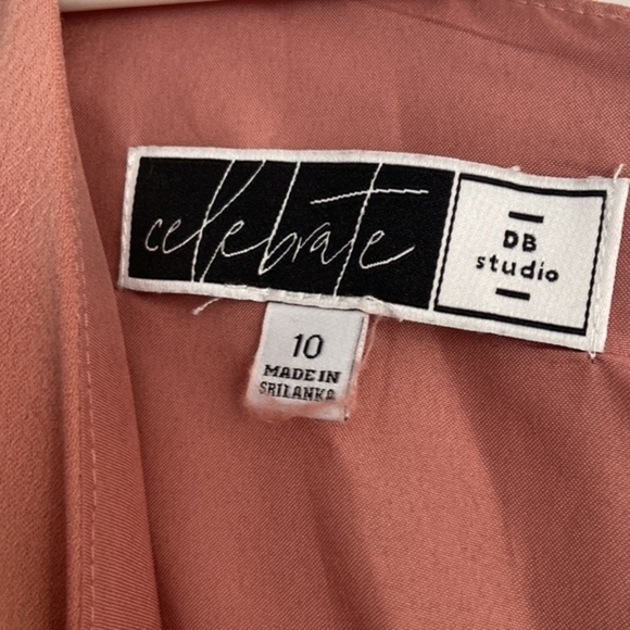 David’s Bridal Hi Lo Flutter Sleeve Satin Dress Dessert Coral - Picture 4 of 6